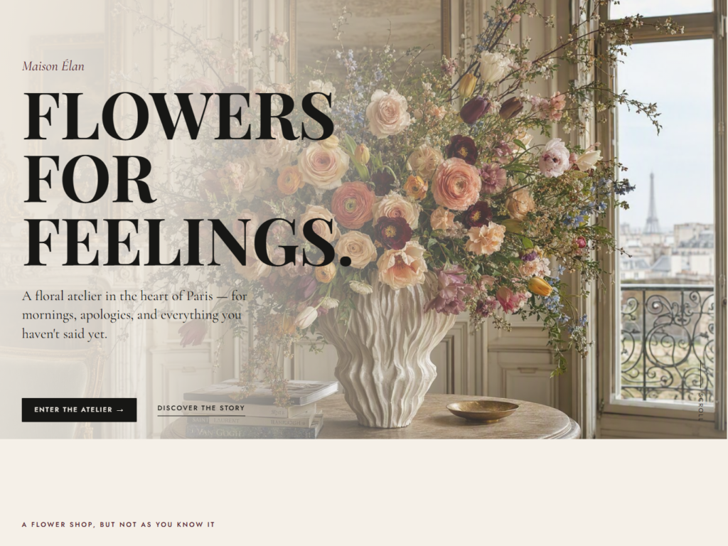 Maison Élan Flowers – elegant florist website designed and developed by Tatiana Butrim